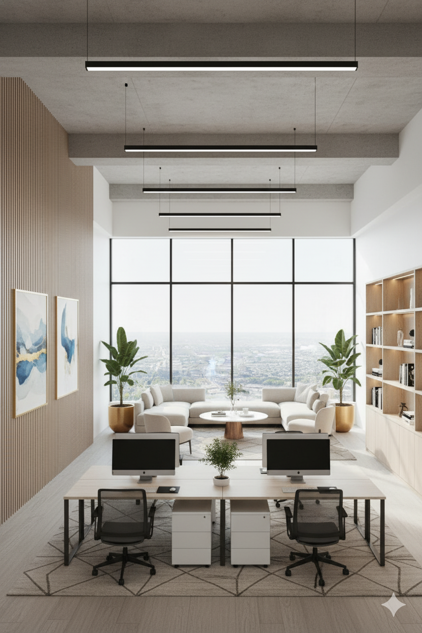 12-Seater Open Office Workstation – Ash Wood Finish with White Frame | SRK Modular Furniture Co.