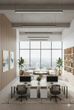 12-Seater Open Office Workstation – Ash Wood Finish with White Frame | SRK Modular Furniture Co.