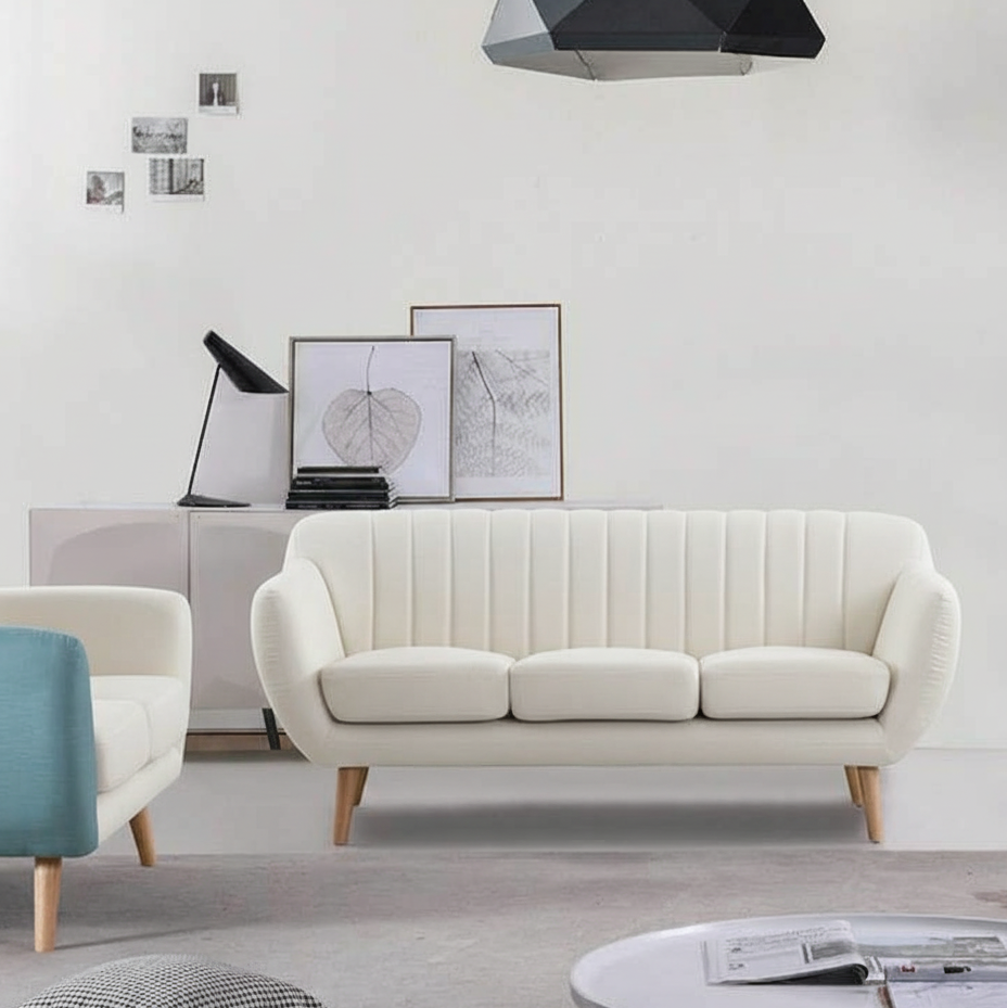 Aurelia Modern Fabric Sofa | Soft Aqua Blue Upholstery | Theom Living