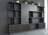 Executive Credenza & Bookcase with Premium Marble-Effect Accent - The 'Aura' Storage Unit