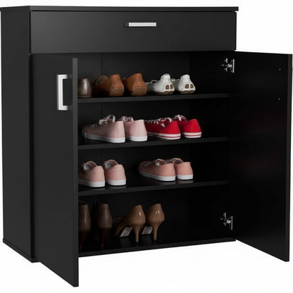 4-SELF  Wooden Shoe Cabinet with Drawer | Closed Storage Unit | Theom Living