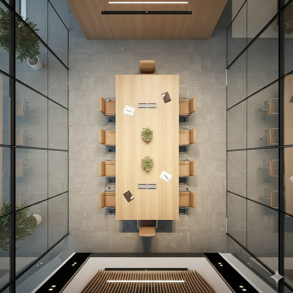 Luxury Boardroom Conference Table Set – Walnut & Brass Finish | SRK Modular Furniture Co.