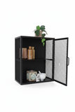 Industrial Metal Mesh Wall Cabinet | Black Steel Wall-Mounted Storage | SRK Modular Furniture