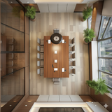 Executive Conference Table Set – Walnut Veneer with Gold Accents | SRK Modular Furniture Co.