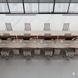 10-Seater Premium Modular Workstation – Maple Finish with Terracotta Panels | SRK Modular Furniture Co.