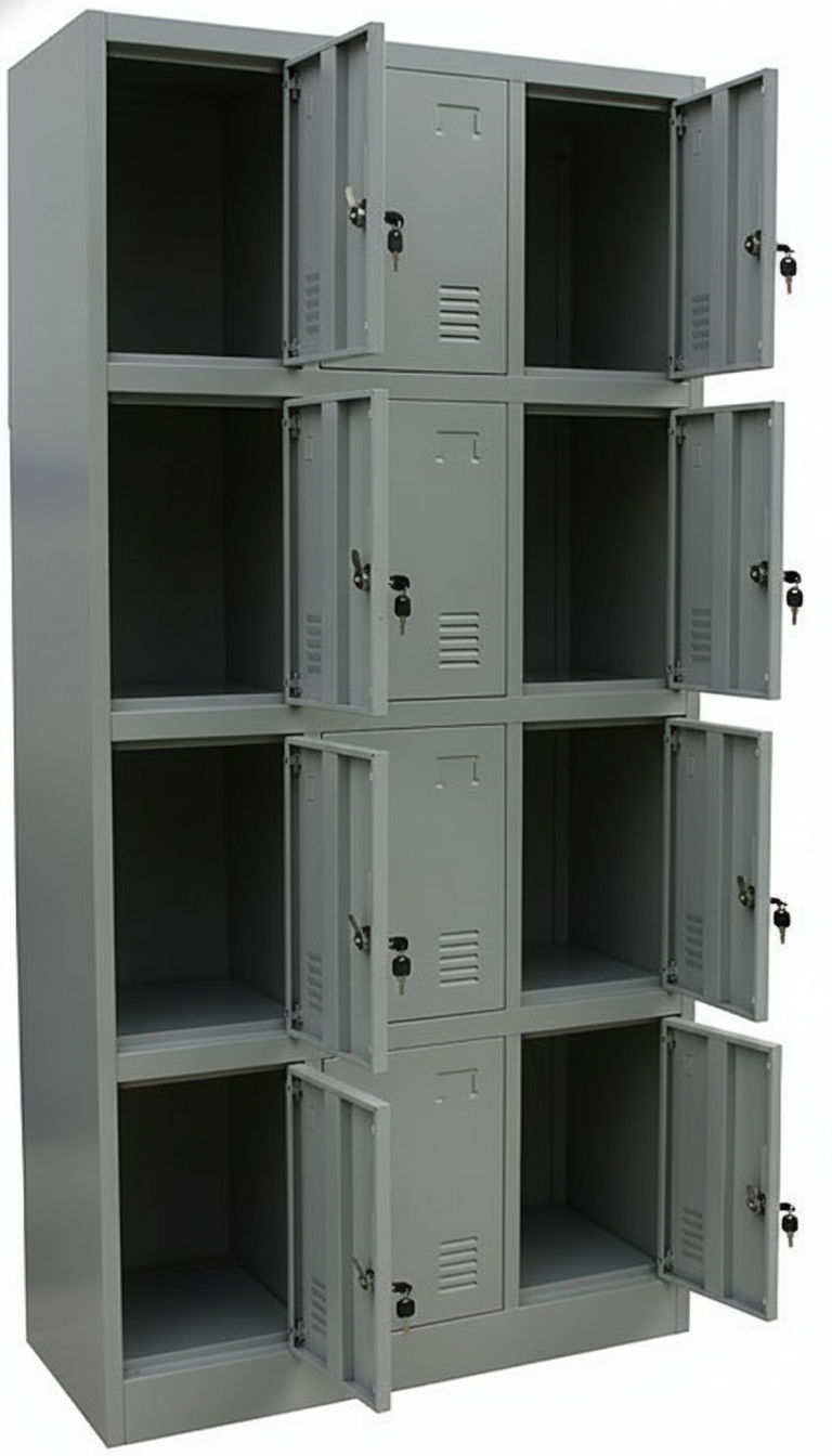 12-Door Steel Locker Cabinet | Industrial Storage Unit | SRK Modular Furniture