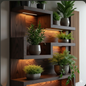 The Veridian Glow Modern Floating Wall Shelf with Integrated LED Lighting | Artistic Display Unit for Plants & Decor "