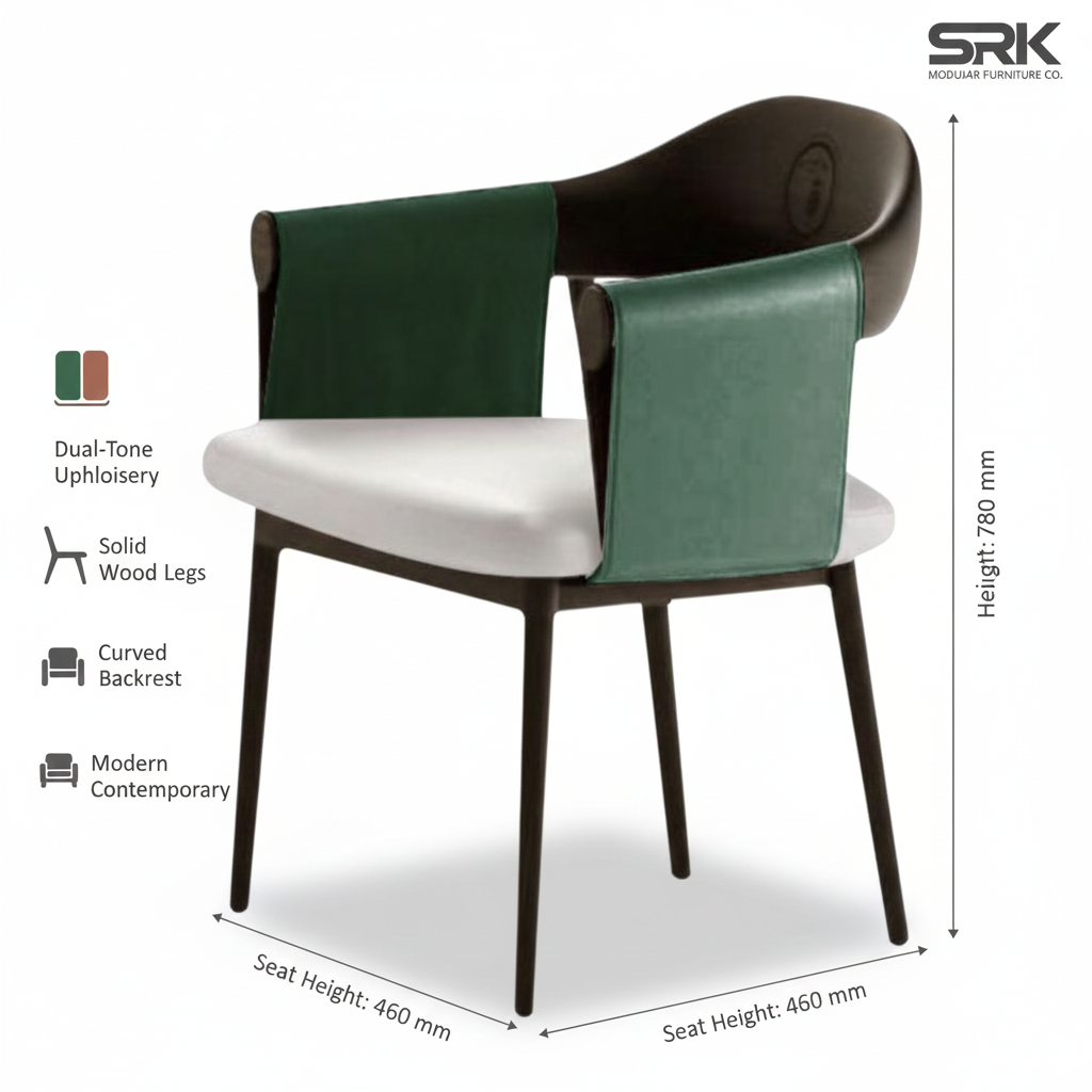 Modern Designer Accent Chair | Black & Brown Upholstered Dining / Office Chair | SRK Modular Furniture