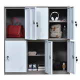 Compact Metal Locker | 6-Door Personal Storage Cabinet (Tan / Black Finish) | SRK Modular Furniture