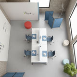 6-Seater Modular Office Workstation – White, Grey & Blue Fabric Panels | SRK Modular Furniture Co.