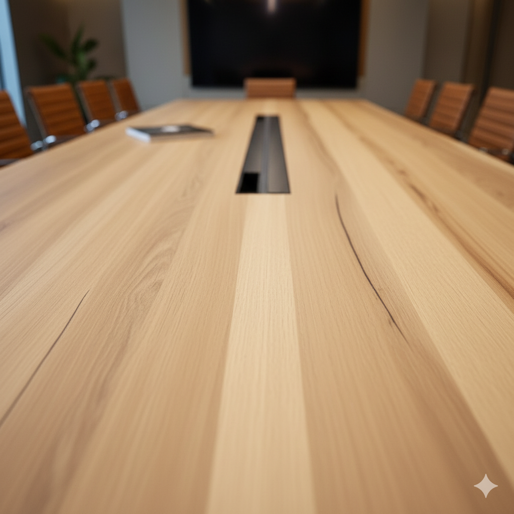 Modern Conference Table – Maple Finish with Aluminum Base | SRK Modular Furniture Co.
