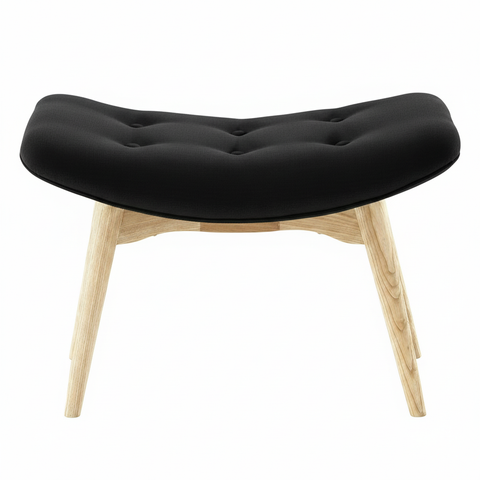 Curved Black Ottoman Stool | Modern Lounge Footrest | Theom Living
