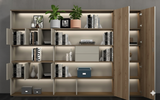 The Zenith Executive Bookshelf with Integrated LED Lighting | Solid Wood Office & Living Room Display Cabinet