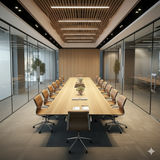 Luxury Boardroom Conference Table Set – Walnut & Brass Finish | SRK Modular Furniture Co.