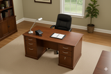 Classic Executive Wooden Office Desk – Mahogany Finish with Drawer Storage | SRK Modular Furniture Co.