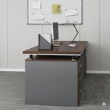Executive Desk – Dark Walnut & Graphite Grey Finish | SRK Modular Furniture Co.