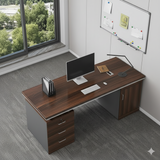 Executive Desk – Dark Walnut & Graphite Grey Finish | SRK Modular Furniture Co.
