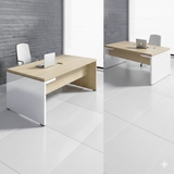 Modern Executive Office Desk – Light Oak & Glossy White Finish | SRK Modular Furniture Co.