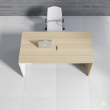 Modern Executive Office Desk – Light Oak & Glossy White Finish | SRK Modular Furniture Co.