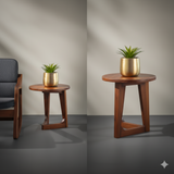 Solid Sheesham Wood Modern Side Table – Handcrafted Accent Furniture