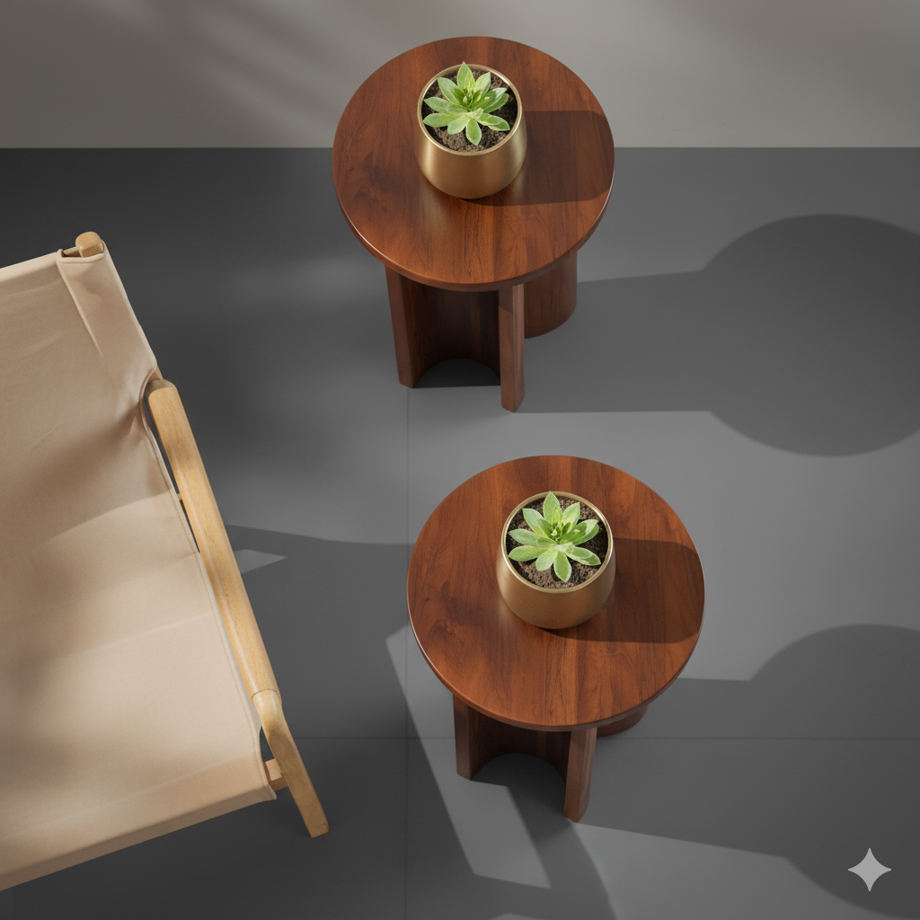 Solid Wood Round Side Table – Modern Accent End Table for Living Room, Bedroom & Office Décor