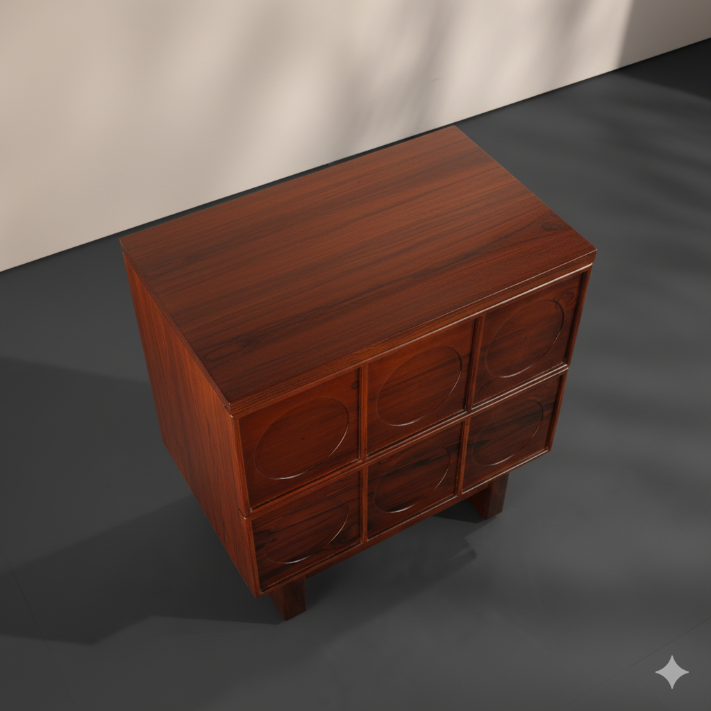 Solid Wood Bedside Chest of Drawers – Modern Wooden Storage Cabinet with Carved Design for Bedroom & Living Room