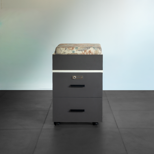 2-Drawer Lockable Mobile Pedestal with Cushioned Seat – SRK Modular Furniture Co.