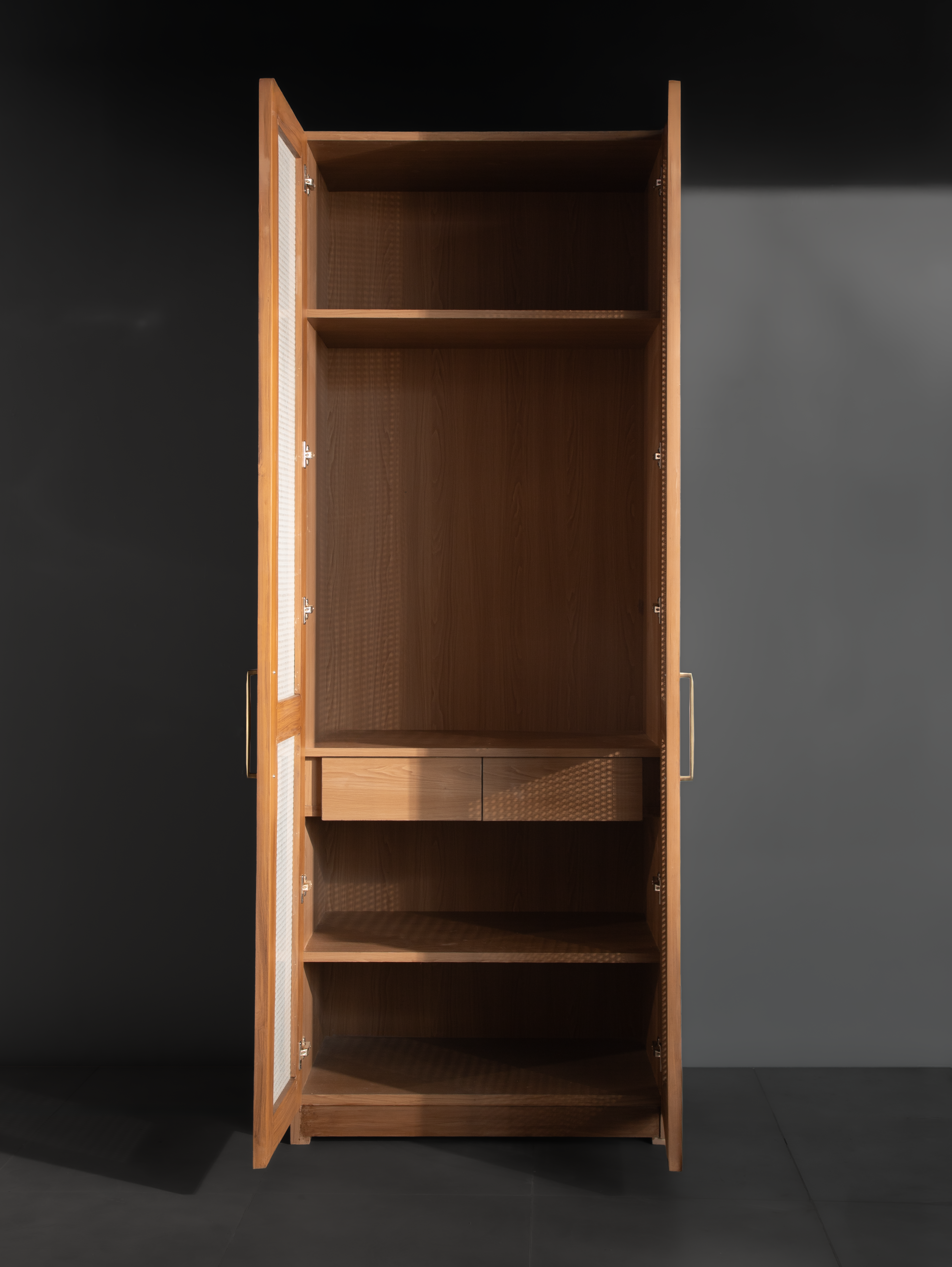 Solid Wood Tall Storage Cabinet with Glass Doors – SRK Modular Furniture Co.
