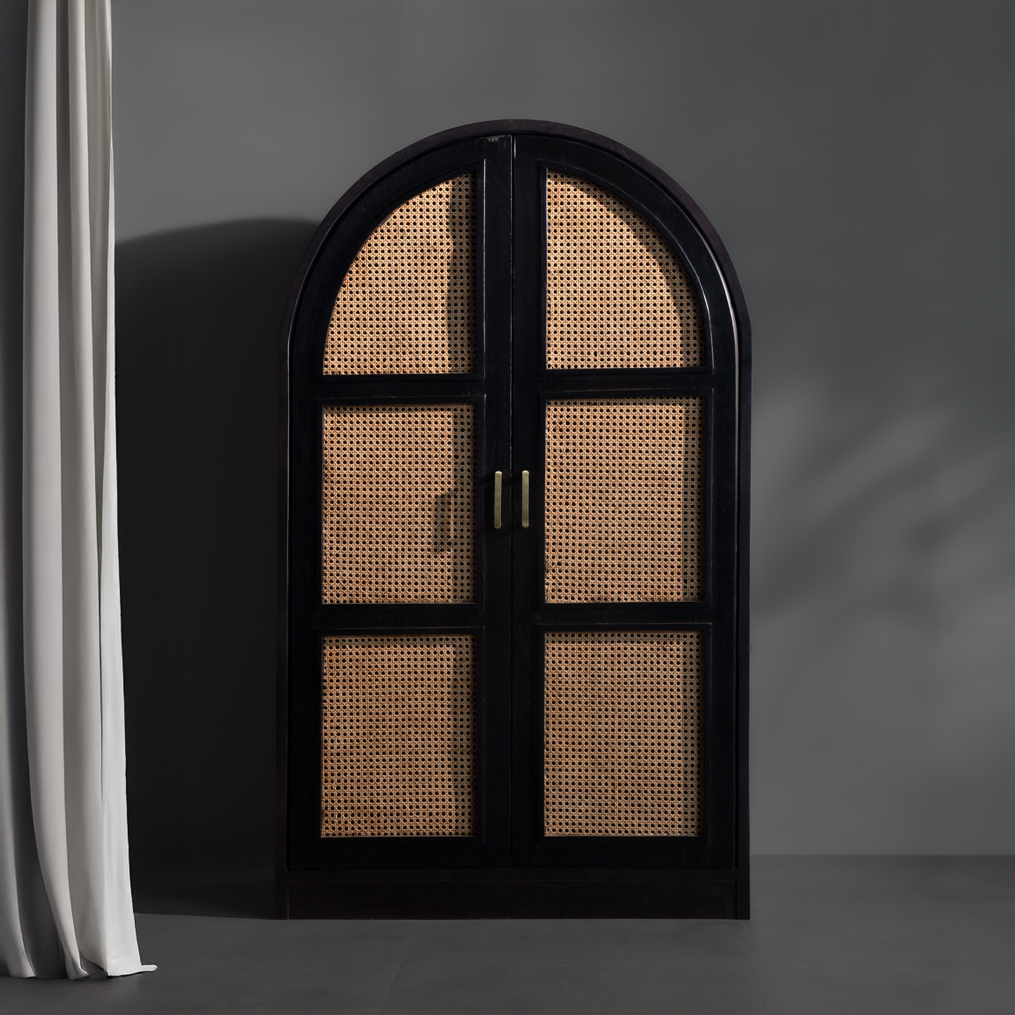 Arched Solid Wood & Rattan Cabinet with Dual Doors – SRK Modular Furniture Co.