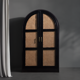 Arched Solid Wood & Rattan Cabinet with Dual Doors – SRK Modular Furniture Co.