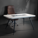 Modern Executive Desk with White Top & Designer Chair – SRK Modular Furniture Co.