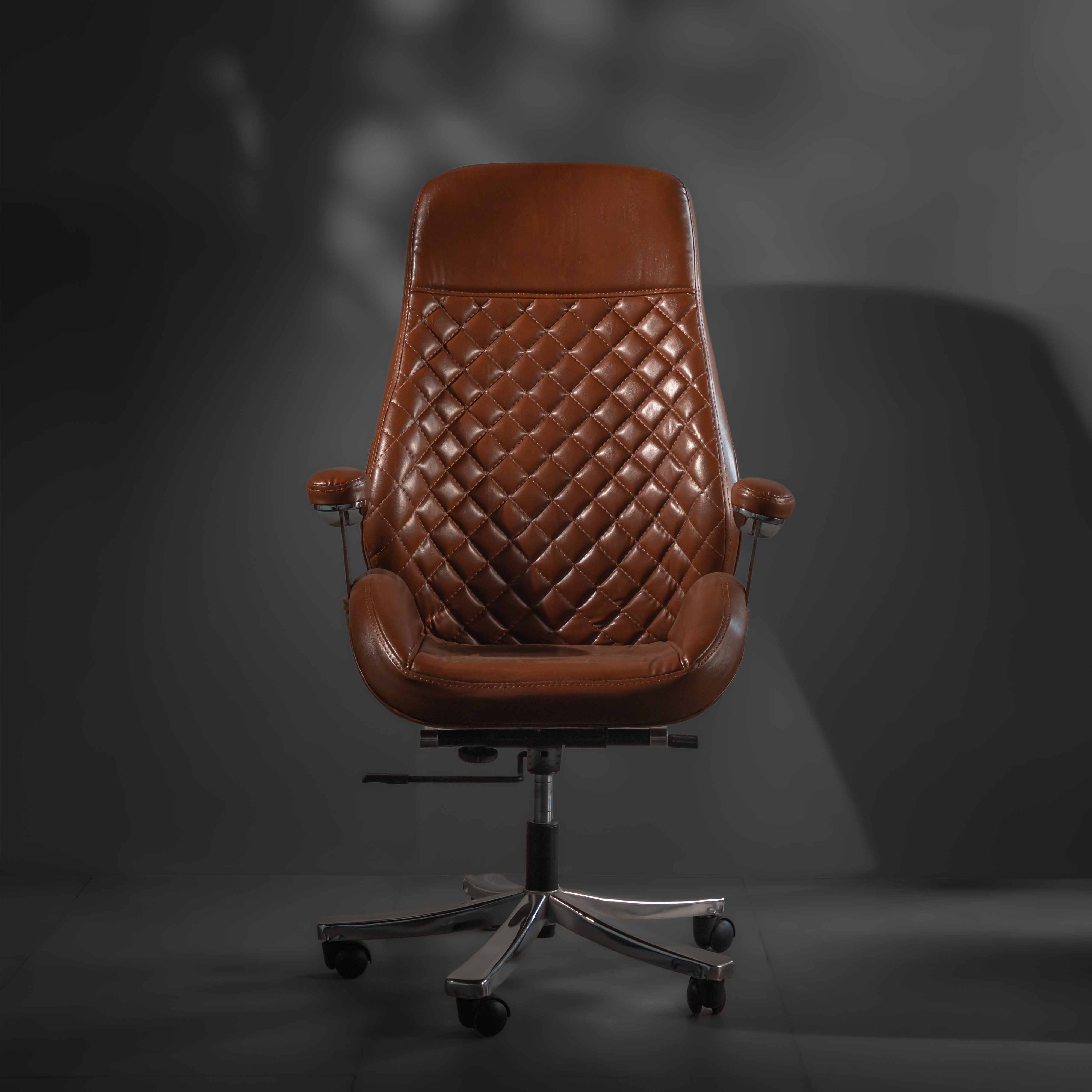 High-Back Quilted Brown Leather Executive Office Chair – SRK Modular Furniture Co.