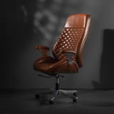 High-Back Quilted Brown Leather Executive Office Chair – SRK Modular Furniture Co.