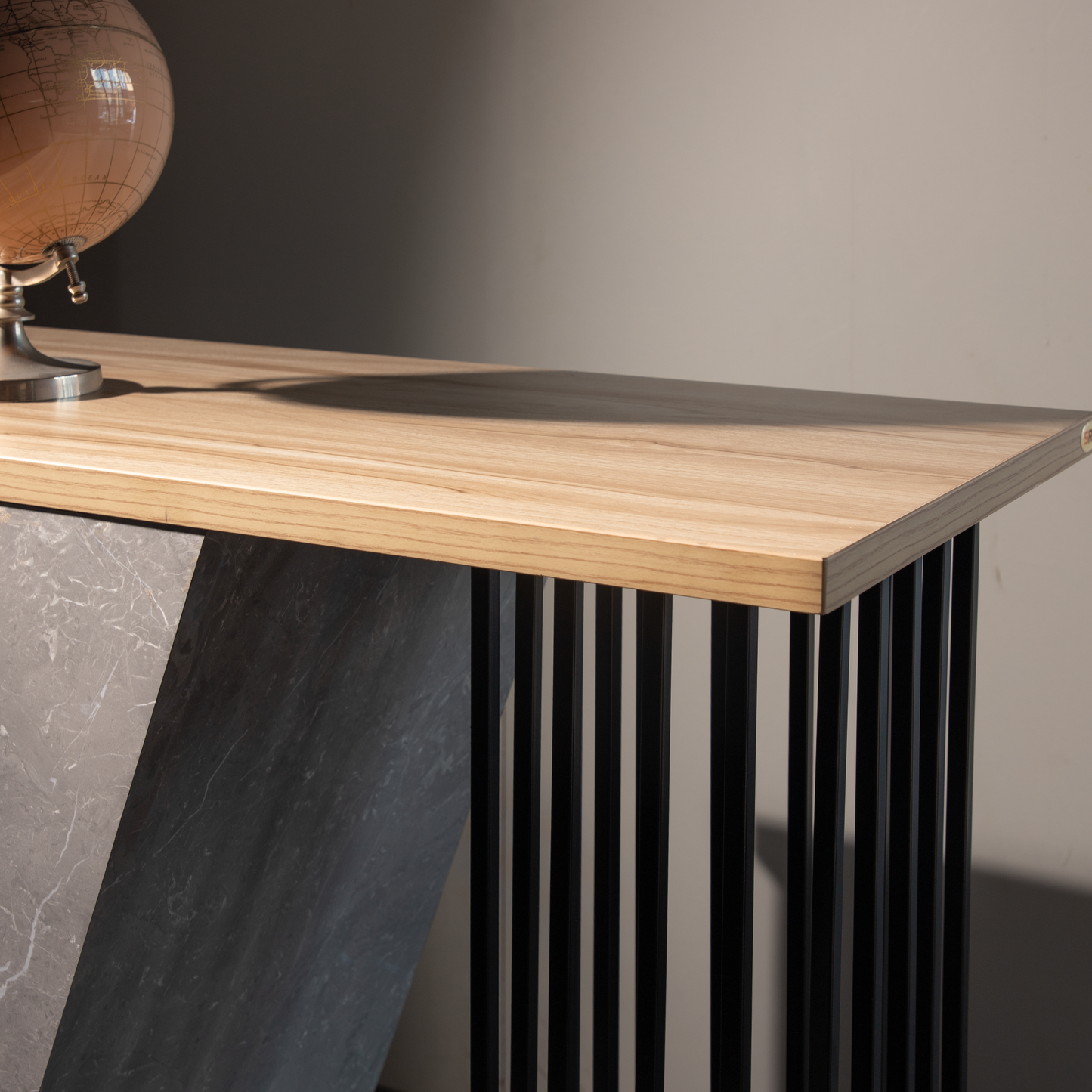 Modern Reception Desk with Stone Finish & Metal Frame – SRK Modular Furniture Co.
