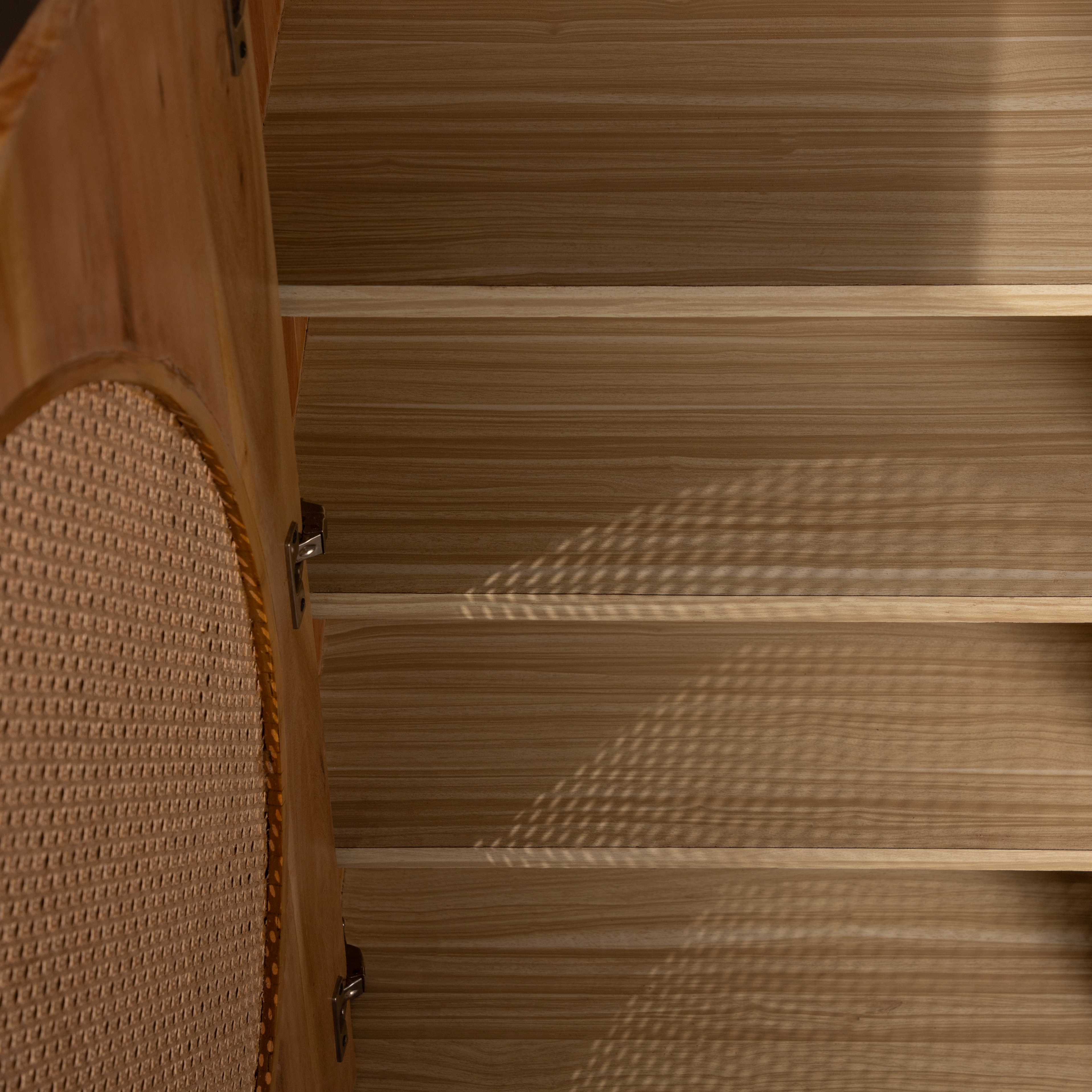 Solid Wood Cabinet with Circular Rattan Inlay & Drawers – SRK Modular Furniture Co.
