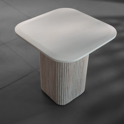 Modern Round Side Table – Minimalist Accent Table with Ribbed Cylindrical Base for Living Room, Bedroom & Office Décor