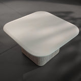 Modern Square Coffee Table – Minimalist Center Table with Ribbed Base for Living Room Décor