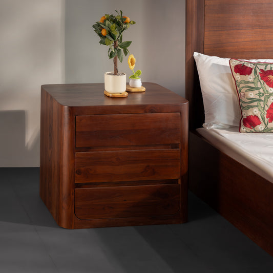 Solid Wood Bedside Table with Drawers – Modern Nightstand Storage Cabinet for Bedroom Furniture