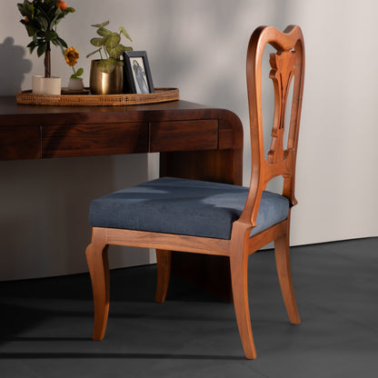 Solid Wood Carved Dining Chair – Classic Wooden Chair with Cushioned Seat for Dining Room, Living Room & Office