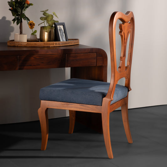 Solid Wood Carved Dining Chair – Classic Wooden Chair with Cushioned Seat for Dining Room, Living Room & Office