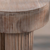 Solid Wood Round Side Table – Modern Accent Table with Ribbed Cylindrical Base for Living Room & Bedroom Décor