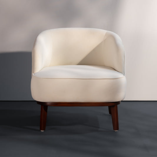 Modern Accent Lounge Chair – Upholstered Barrel Chair with Solid Wood Legs for Living Room, Bedroom & Office