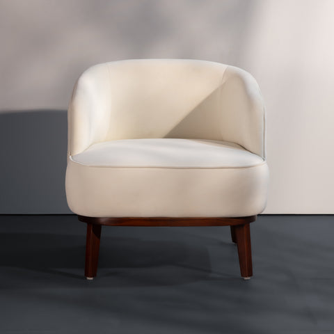 Modern Accent Lounge Chair – Upholstered Barrel Chair with Solid Wood Legs for Living Room, Bedroom & Office