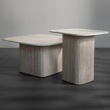 Modern Square Coffee Table – Minimalist Center Table with Ribbed Base for Living Room Décor