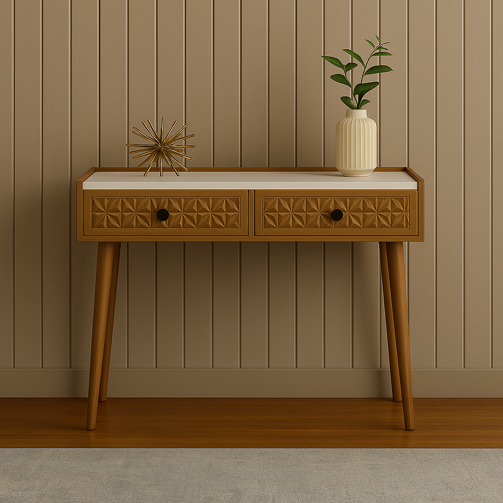 Orion Mid-Century Console Table with Marble Top