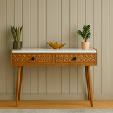 Orion Mid-Century Console Table with Marble Top