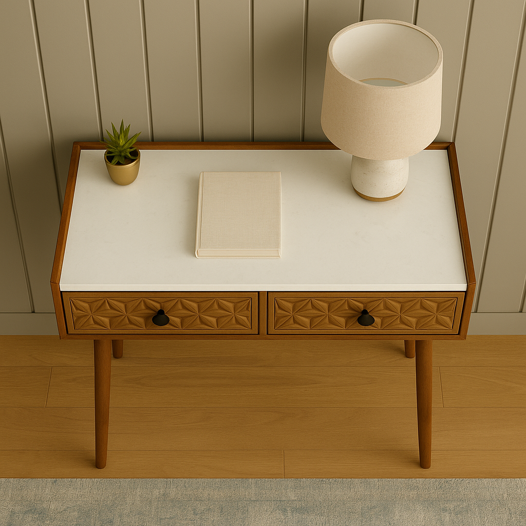 Orion Mid-Century Console Table with Marble Top