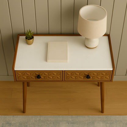 Orion Mid-Century Console Table with Marble Top