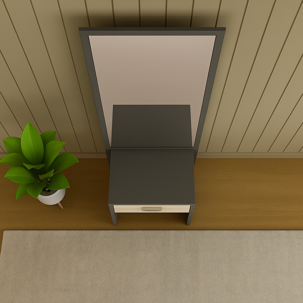 Arista Minimalist Wooden Dressing Table with Mirror