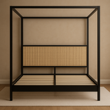 Minimalist Canopy Bed – Black Metal Frame